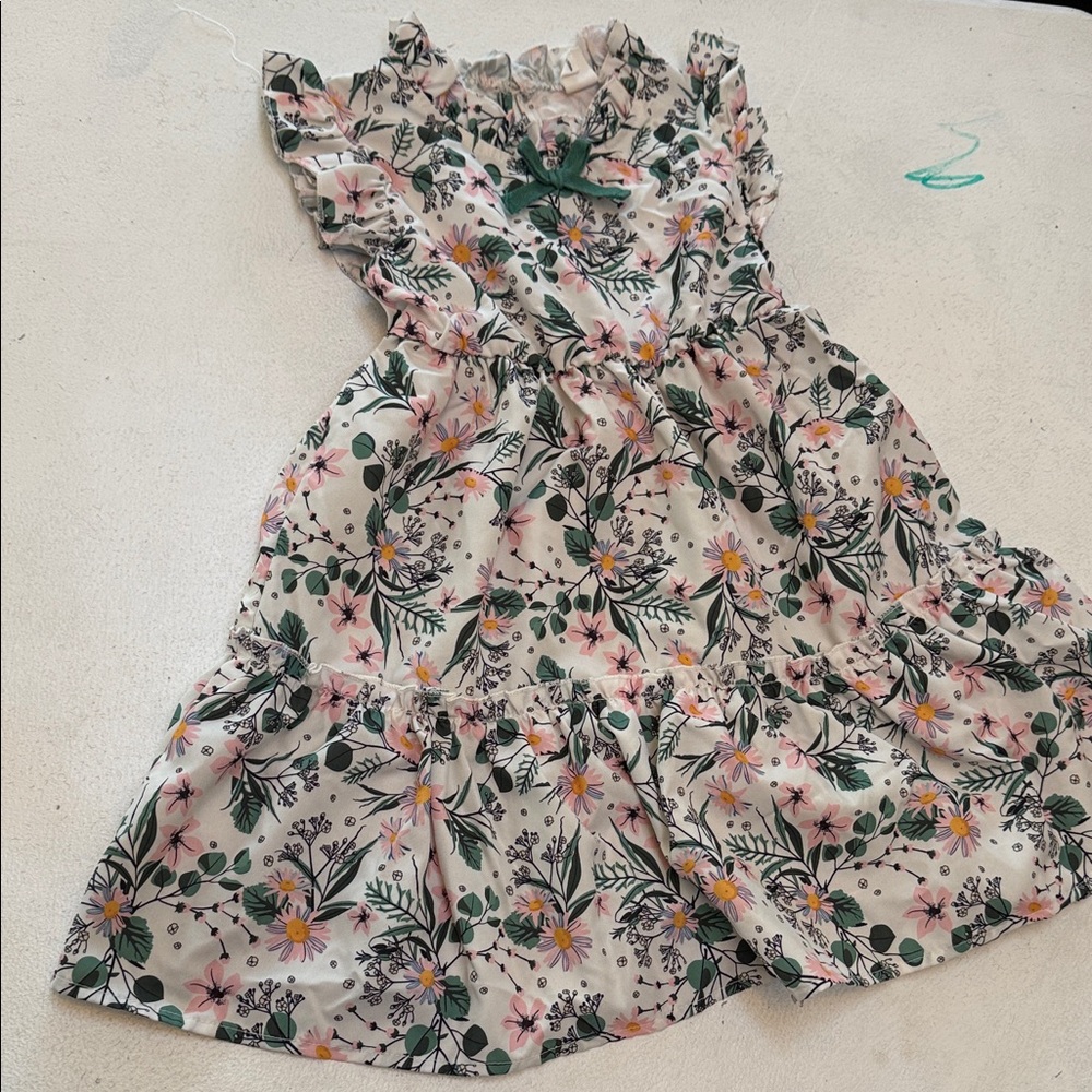 Floral Kids Dress with Ruffle Sleeves size 2t